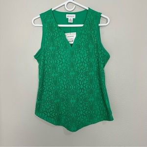 Liz Claiborne Green Lace Front Tank Size Medium NWT